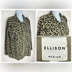Ellison NWT Cheetah Utility Jacket Size‎ Medium Green Pockets 100% Cotton $82